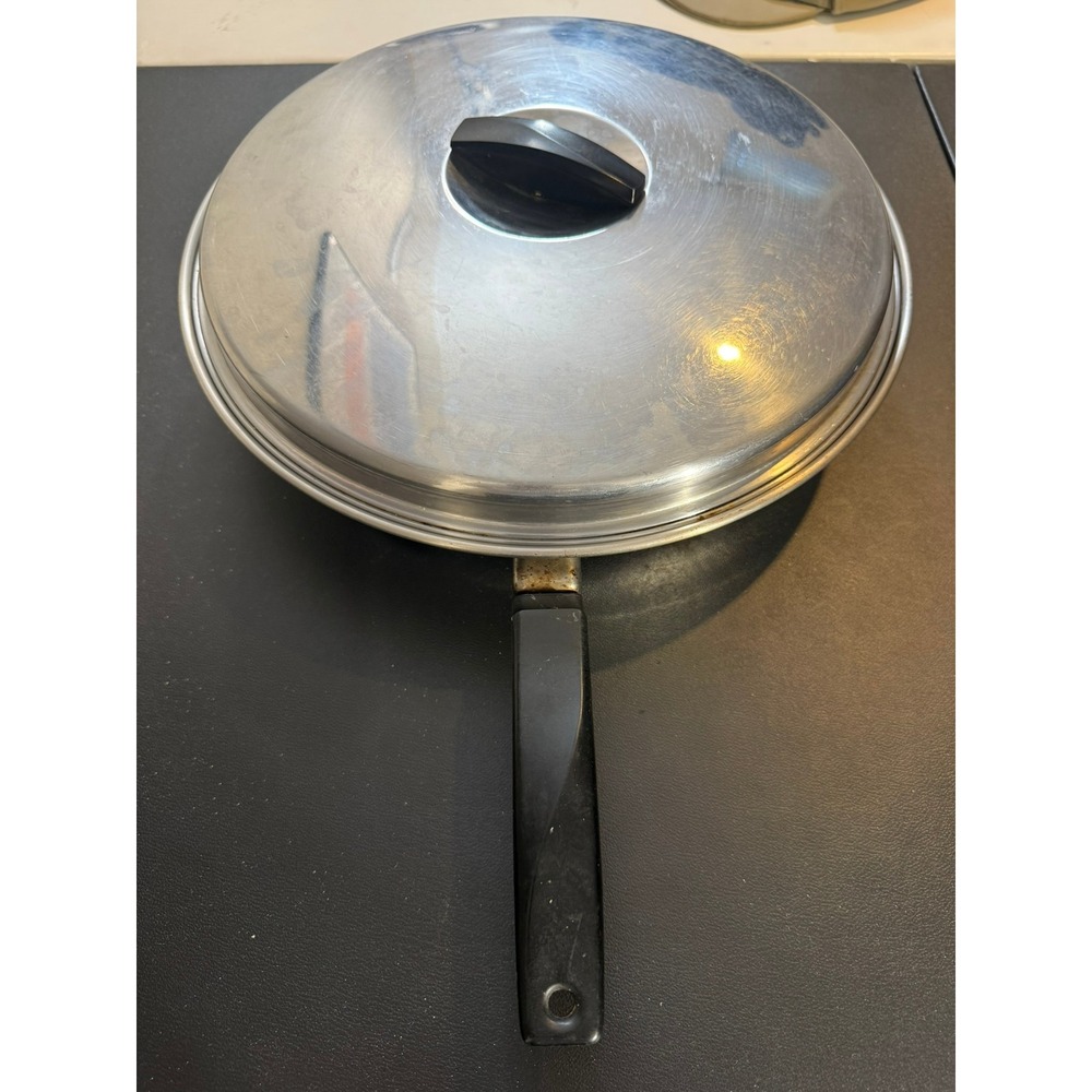 Ekco Flint Radiant Heat Core 12 Inch Skillet Stainless Steel Pan with Lid USA